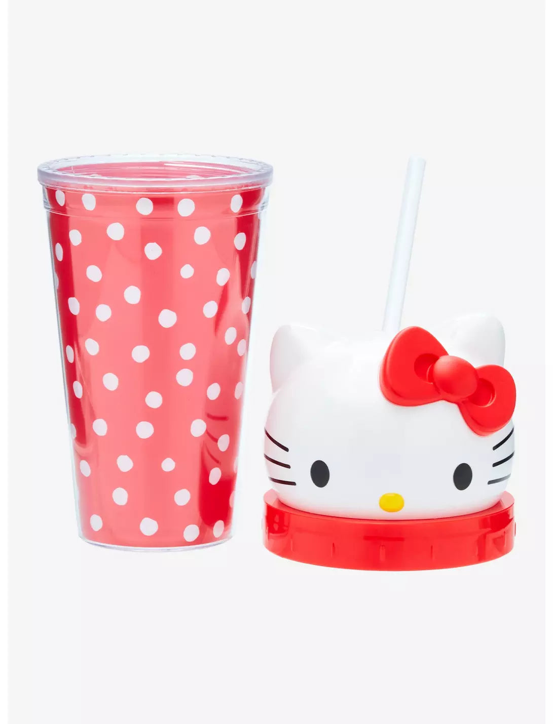 Taza de carnaval con figura de lunares de Hello Kitty de Sanrio con popote