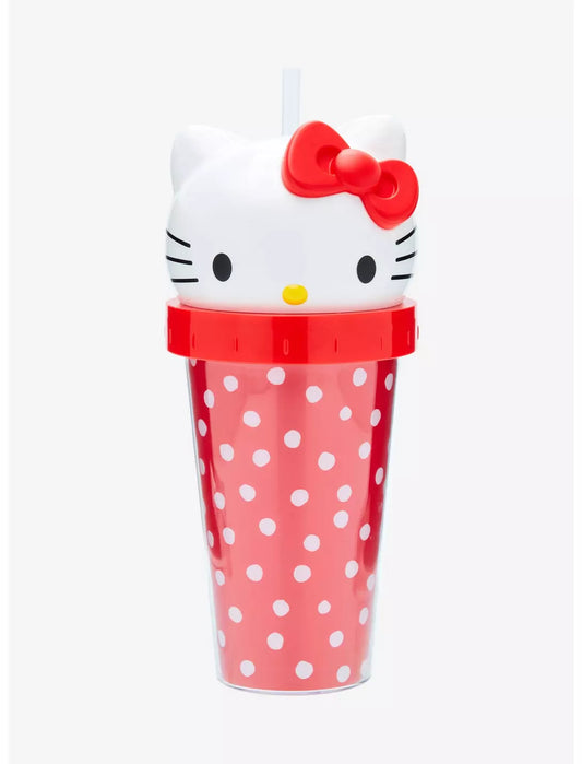 Taza de carnaval con figura de lunares de Hello Kitty de Sanrio con popote