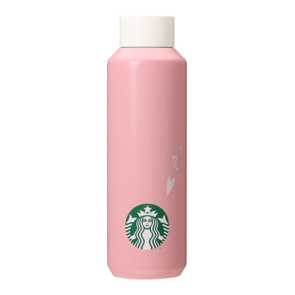 Japan Valentine Pink with White Lid Hearts Stainless Steel Bottle 20 oz