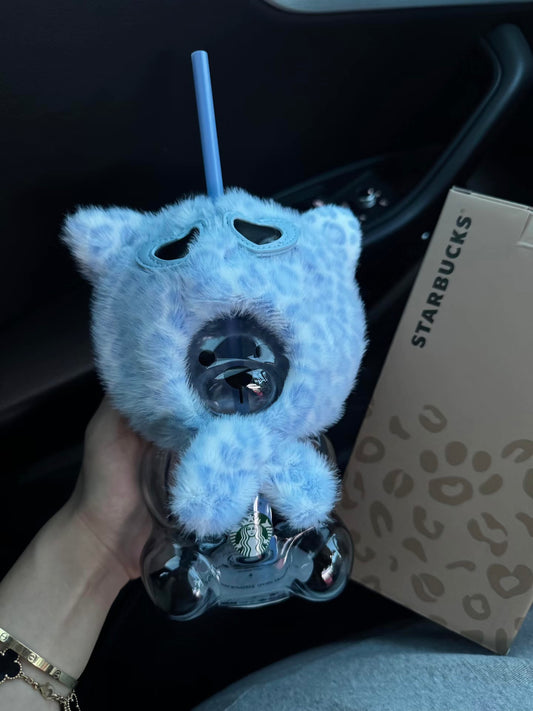 pre-order Starbucks China 2026 Serie Estampado de Leopardo azul Bearista de vidrio