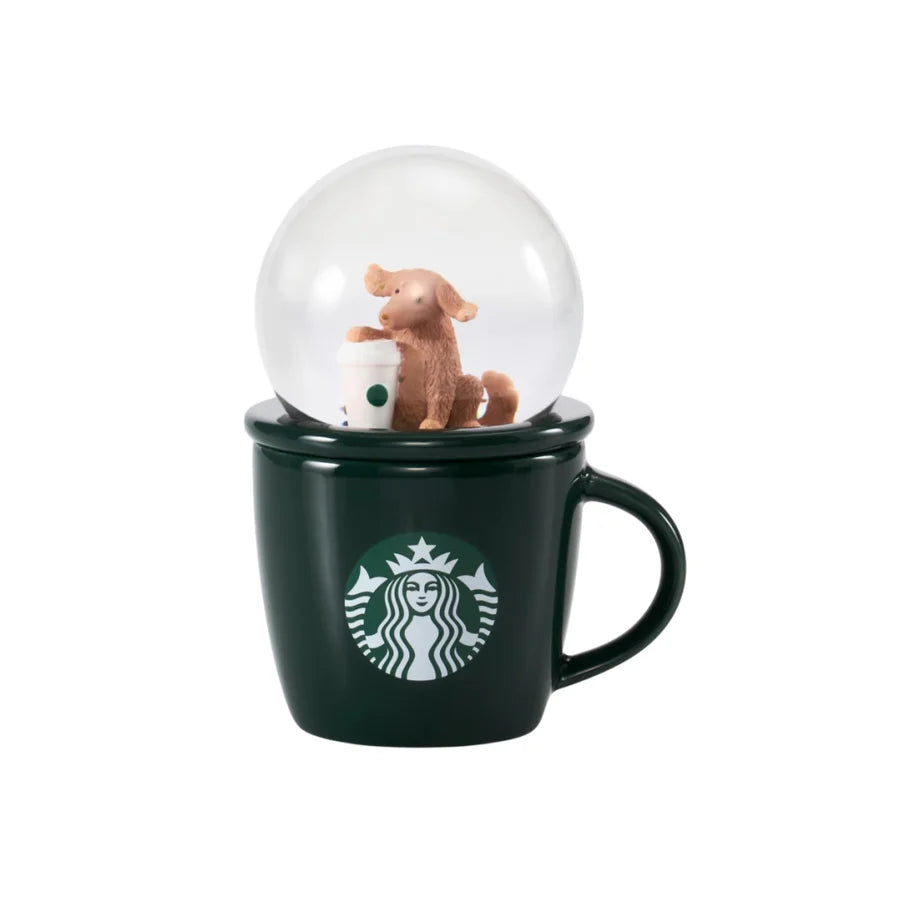 Starbucks China 2024 Coffee grounds and Lively green series taza bola de cristal perro 89ml