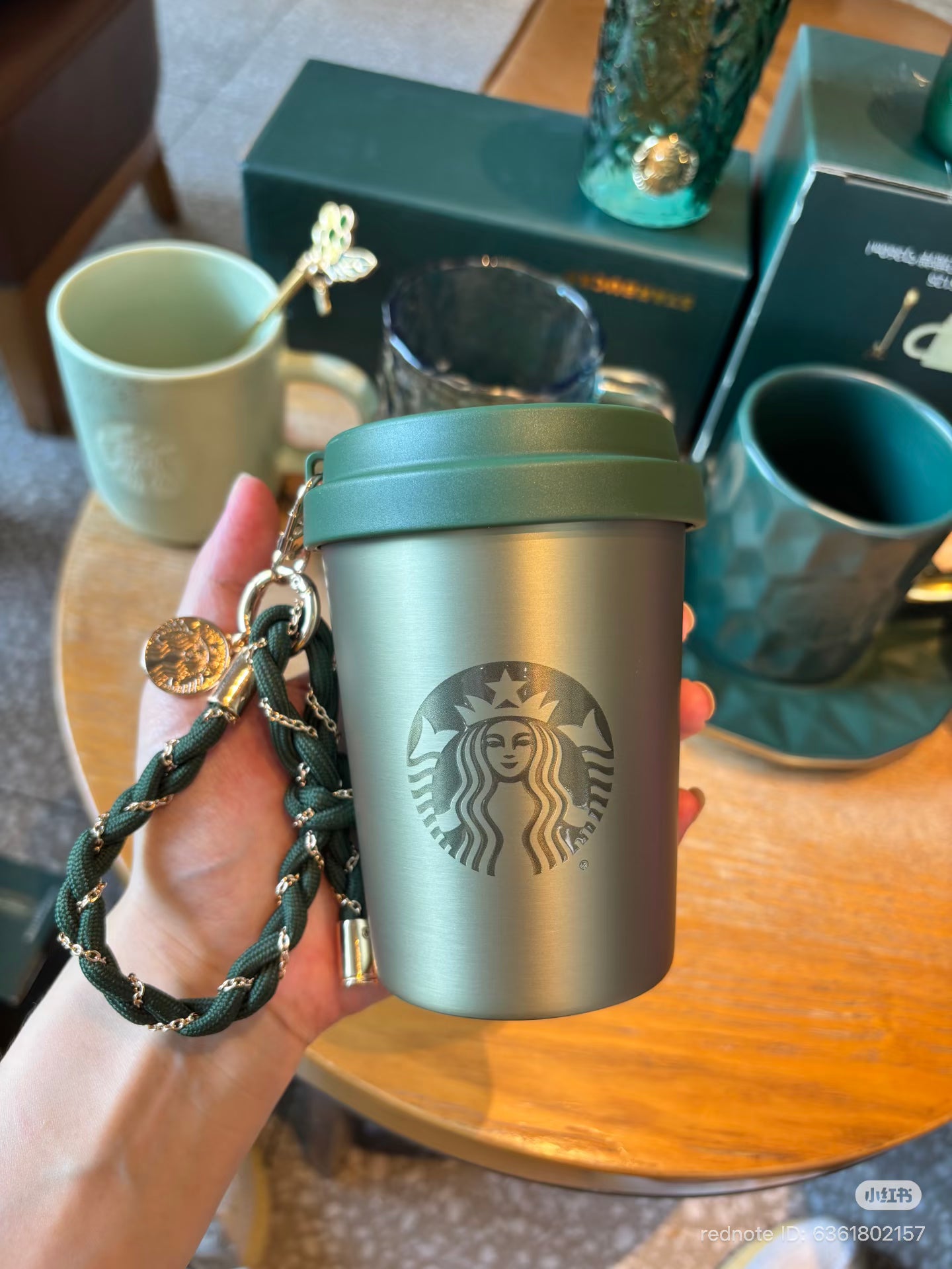 Starbucks 2026 China Summer Dark Green 8oz SS Tumbler with keychain