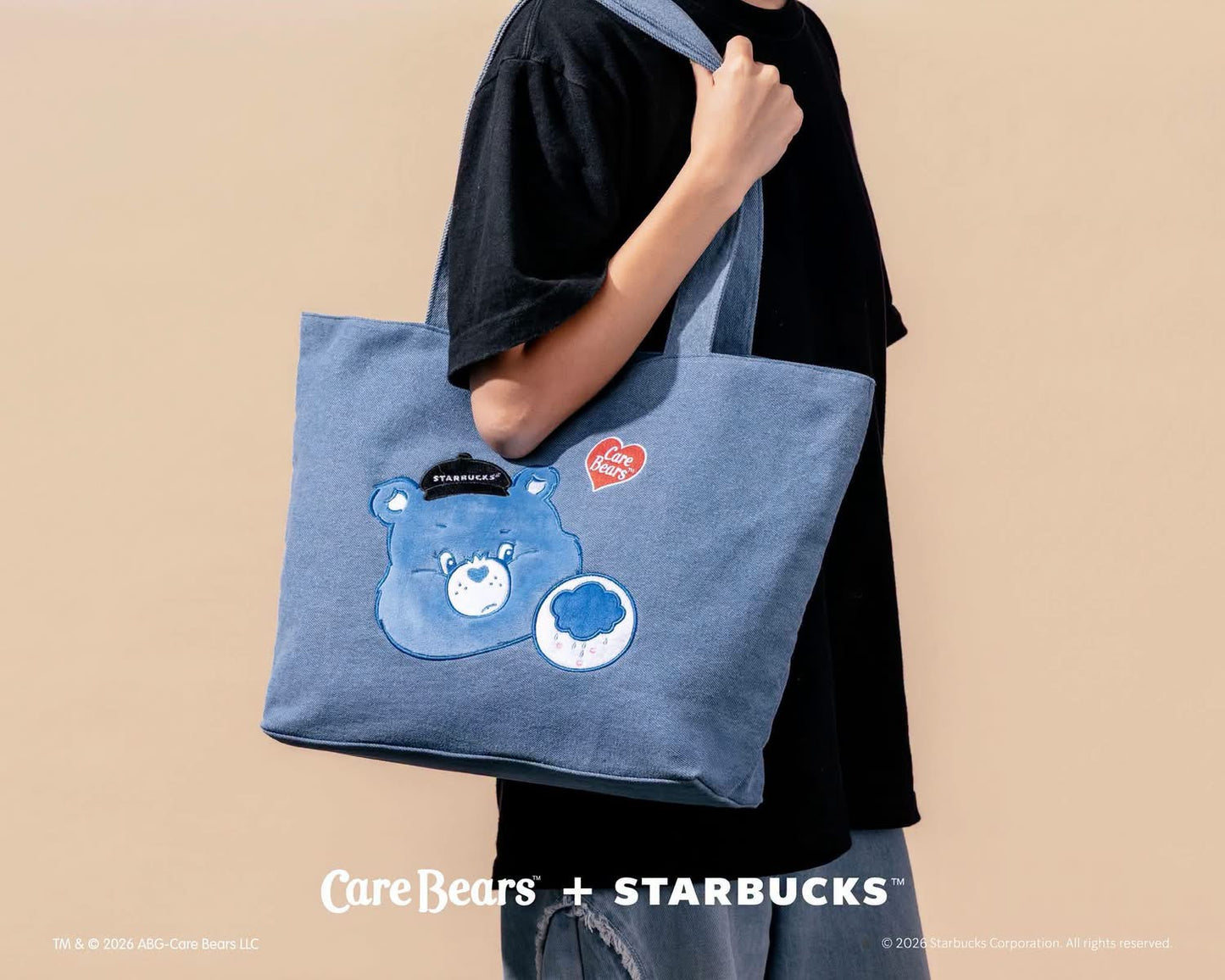 Starbucks x Care Bears 2026 | Casual Bear Denim Shoulder Tote Bag 🧸💙
