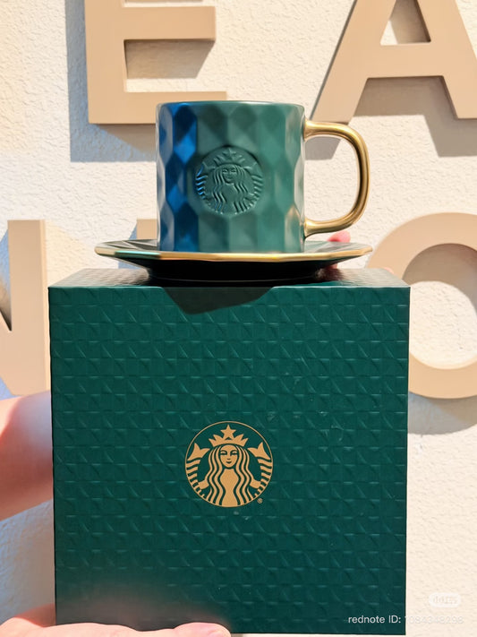 Starbucks 2026 China Summer Dark Green 13oz mug with coaster and gift box