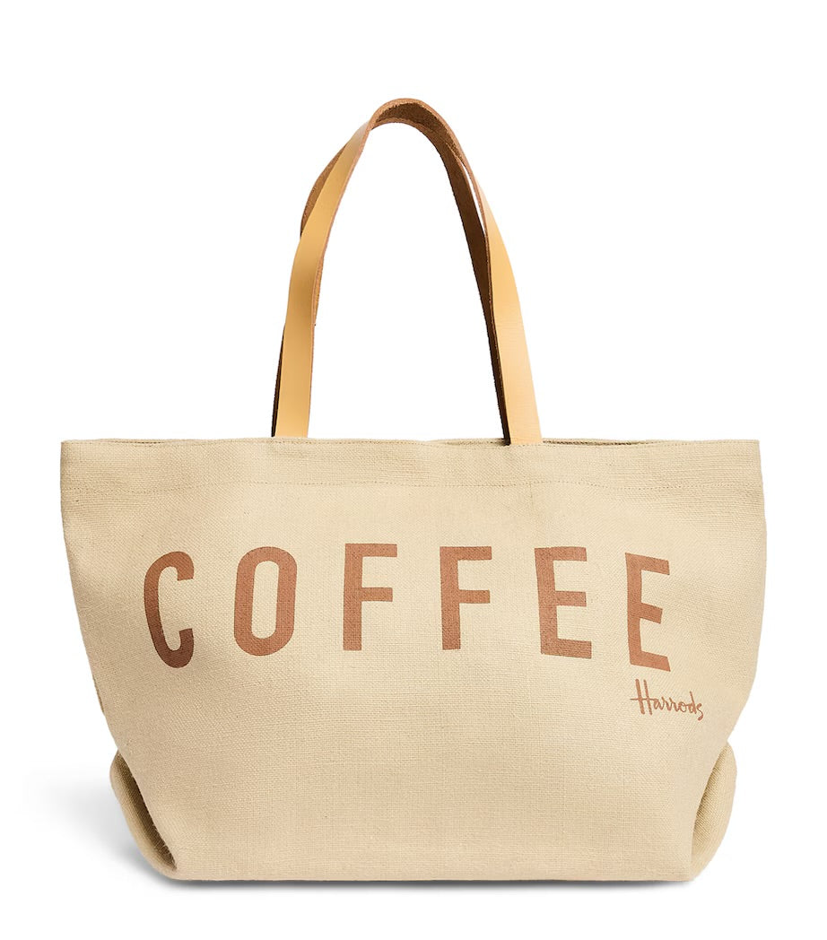 Harrods Jute Coffee Tote Bag