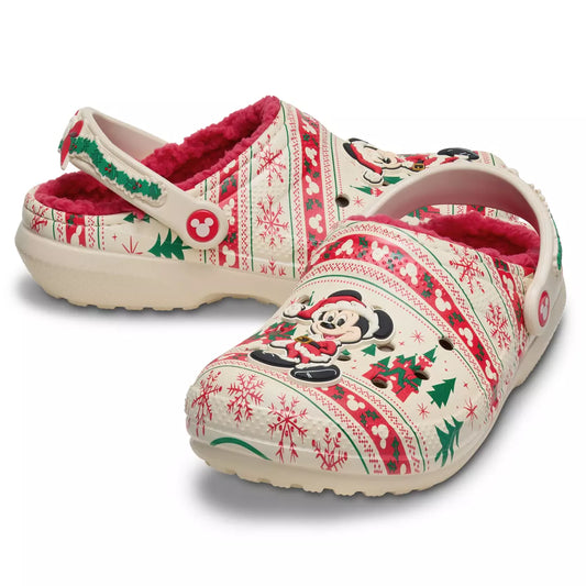 Zuecos navideños Fair Isle de Santa Mickey Mouse para adultos de Crocs