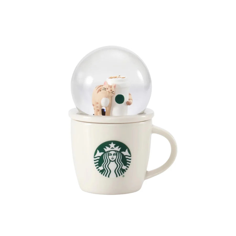 Starbucks China 2024 Coffee grounds and Lively green series taza bola de cristal gato 89ml