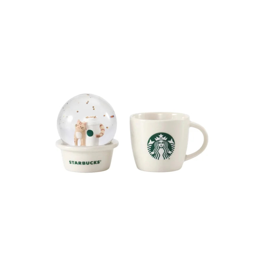 Starbucks China 2024 Coffee grounds and Lively green series taza bola de cristal gato 89ml