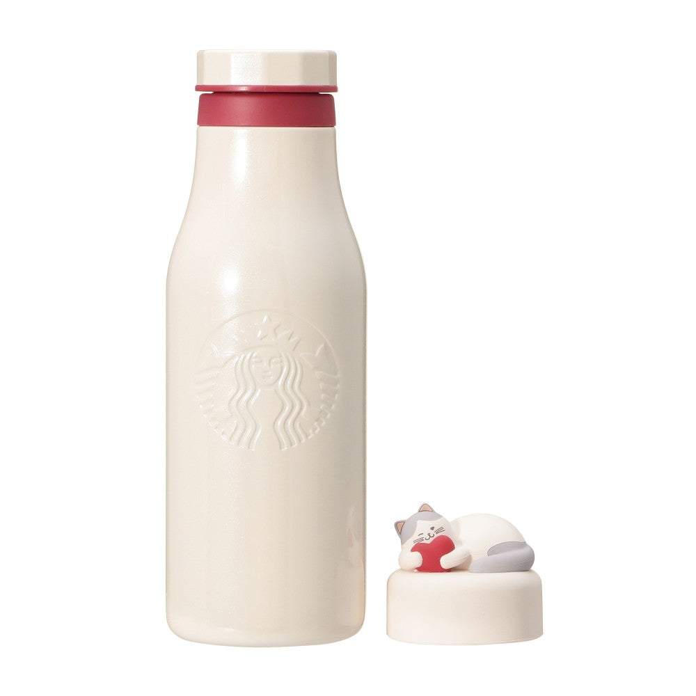 Botella de Leche blanca de acero inoxidable Starbucks Japan 2025 Valentine's Day 473ml