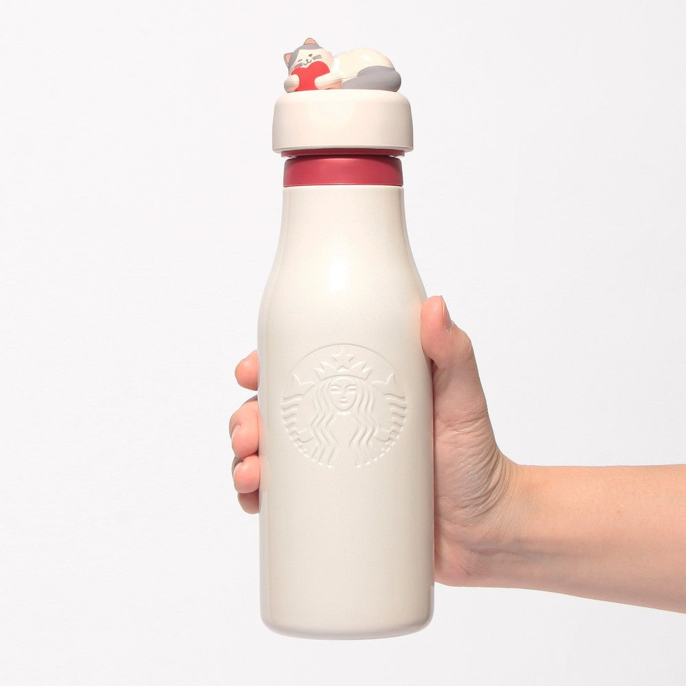 Botella de Leche blanca de acero inoxidable Starbucks Japan 2025 Valentine's Day 473ml