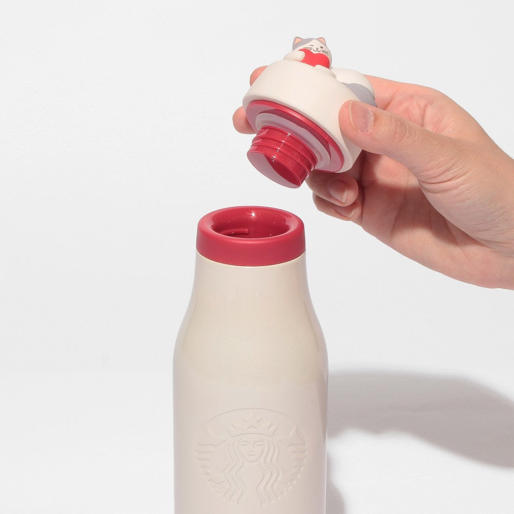 Botella de Leche blanca de acero inoxidable Starbucks Japan 2025 Valentine's Day 473ml