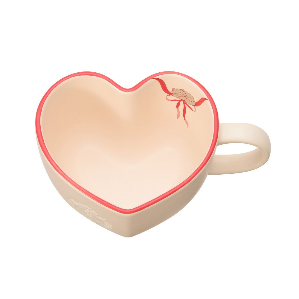 Taza de Cerámica en forma de corazón beige Starbucks Japan 2025 Valentine's Day  355ml