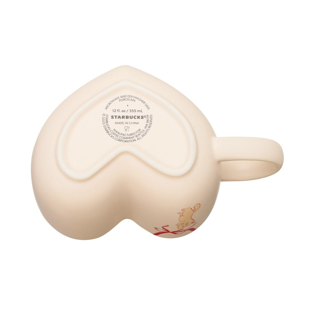 Taza de Cerámica en forma de corazón beige Starbucks Japan 2025 Valentine's Day  355ml