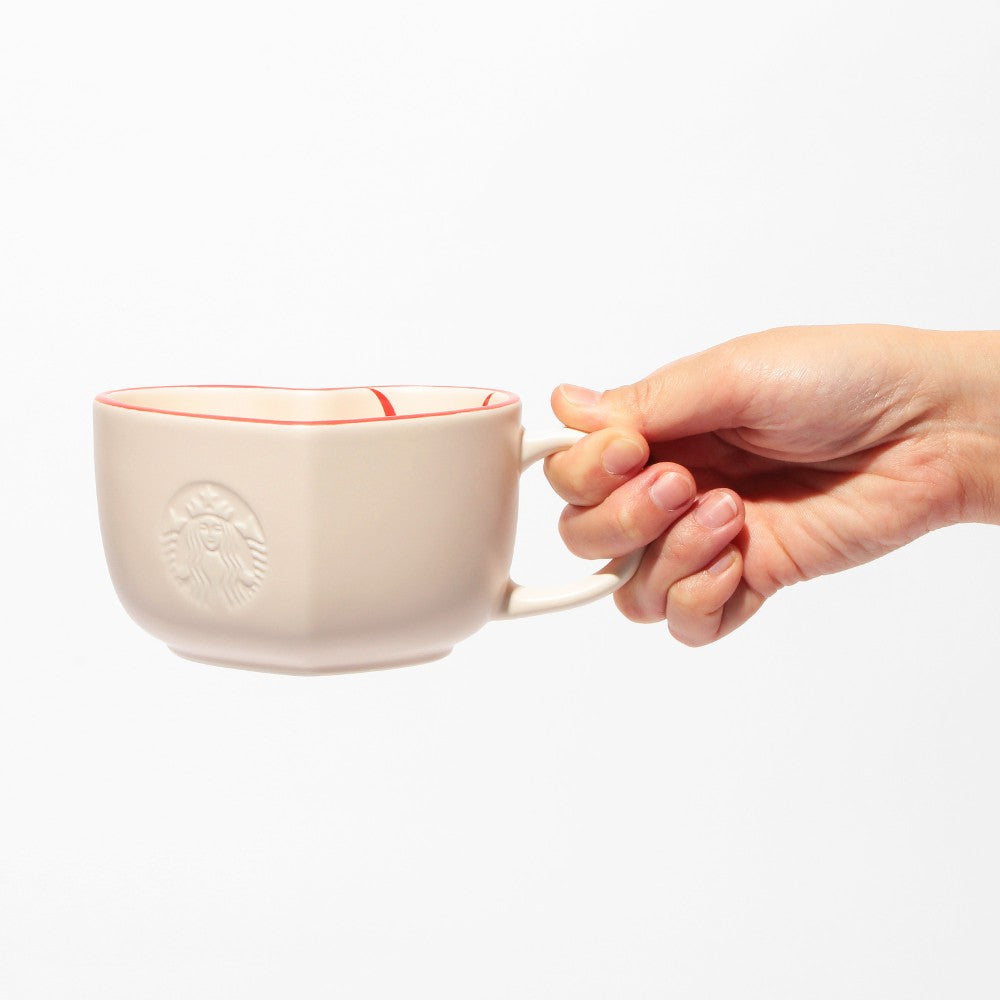 Taza de Cerámica en forma de corazón beige Starbucks Japan 2025 Valentine's Day  355ml
