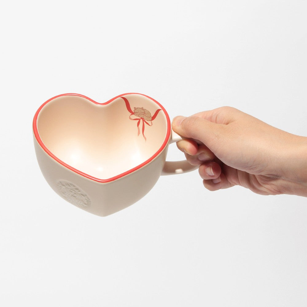 Taza de Cerámica en forma de corazón beige Starbucks Japan 2025 Valentine's Day  355ml