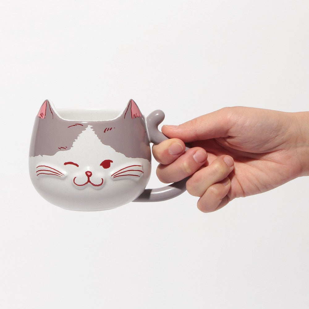Taza de Ceramica con Cara de gatito gris Starbucks Japan 2025 Valentine's Day 355ml