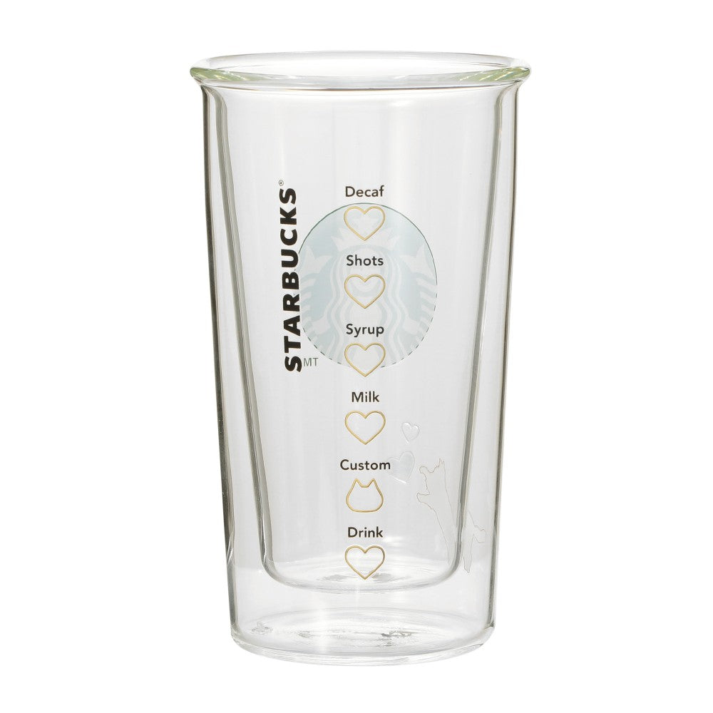 Vaso de Cristal de doble pared resistente al calor Starbucks Japan 2025 Valentine's Day transparente 355ml