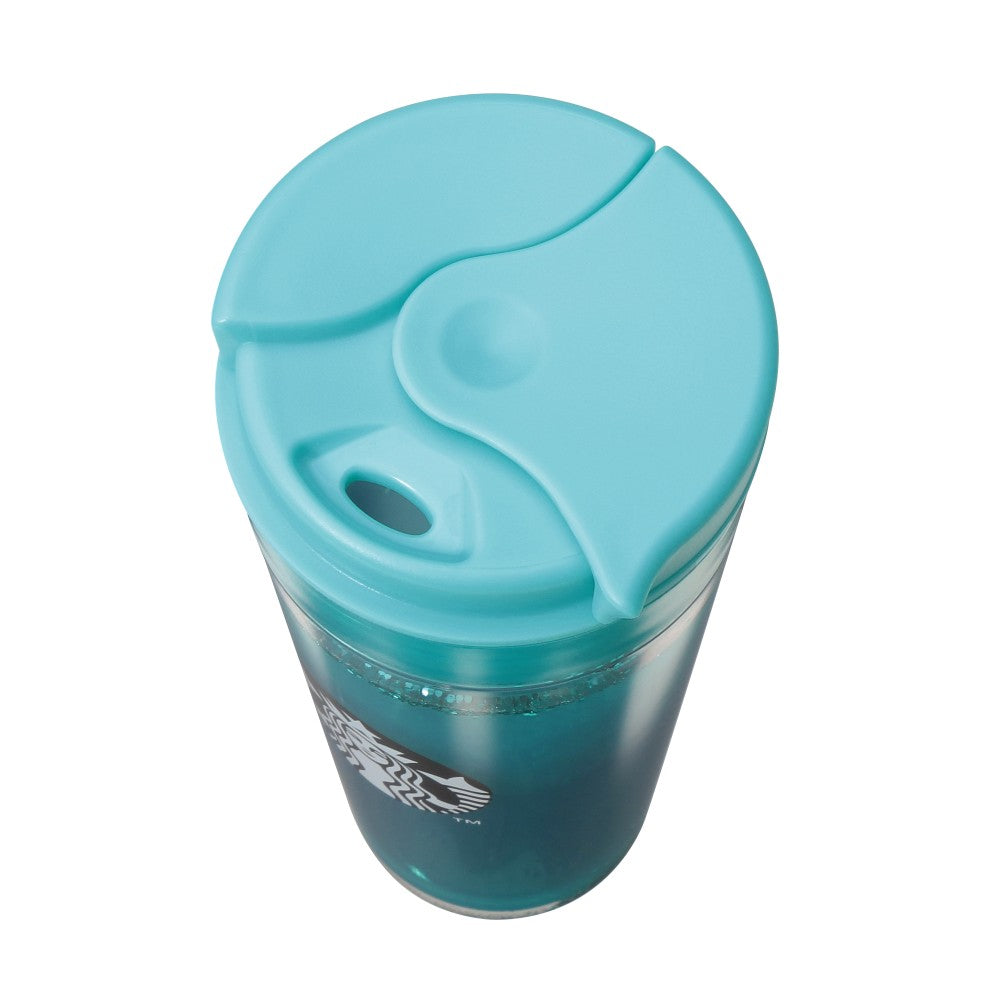Vaso con Agua y glitter  Turquesa 473ml Starbucks Blue Breeze Japon Summer 2025