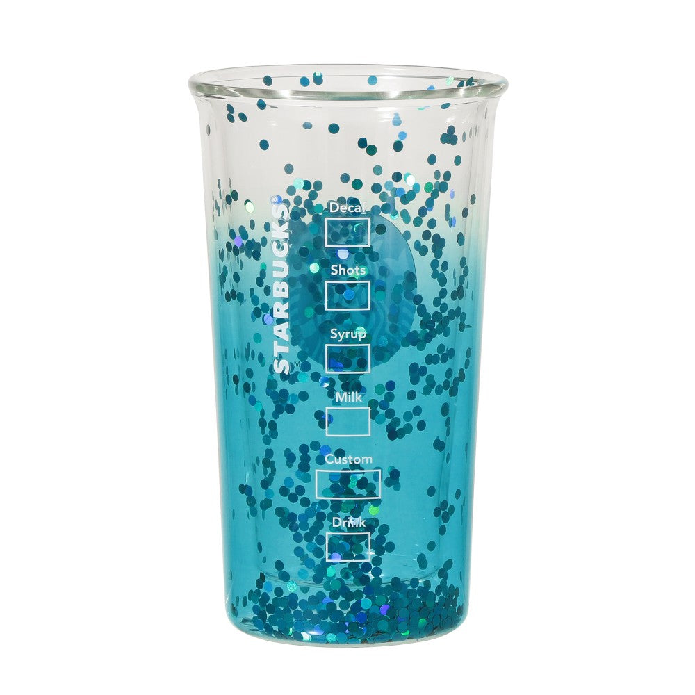 Vaso de Cristal resistente al calor de doble pared en color turquesa 355ml Starbucks Blue Breeze Japon Summer 2025