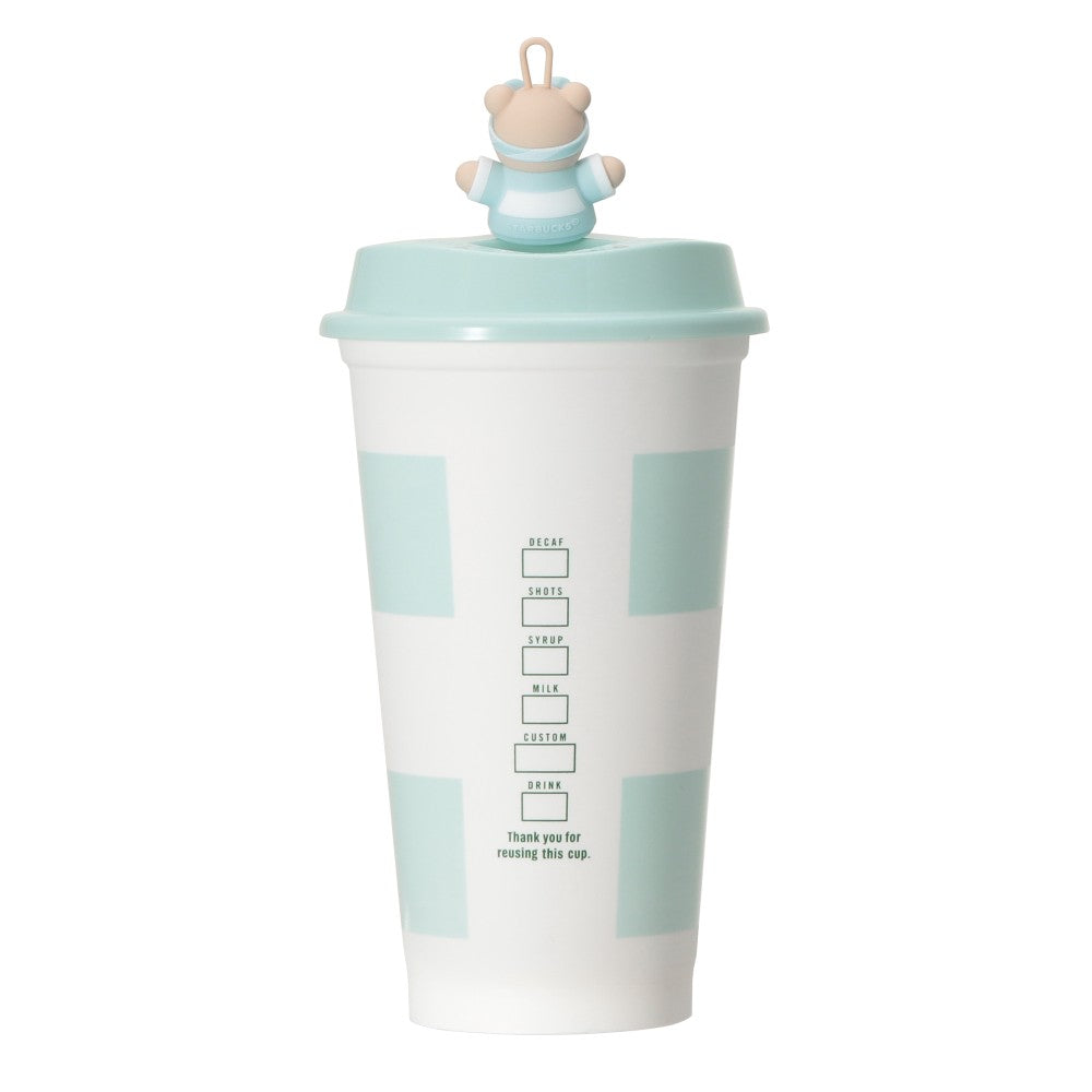 Vaso reutilizable con borde de gelato piqué, verde menta, 473 ml + tapón Bearista Starbucks Gelato Pique 2025