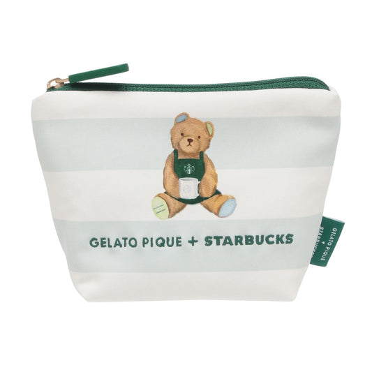 Gelato Piqué Bear Print Border Pouch, Mint Green Starbucks Gelato Pique 2025