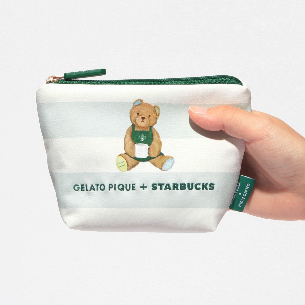 Gelato Piqué Bear Print Border Pouch, Mint Green Starbucks Gelato Pique 2025