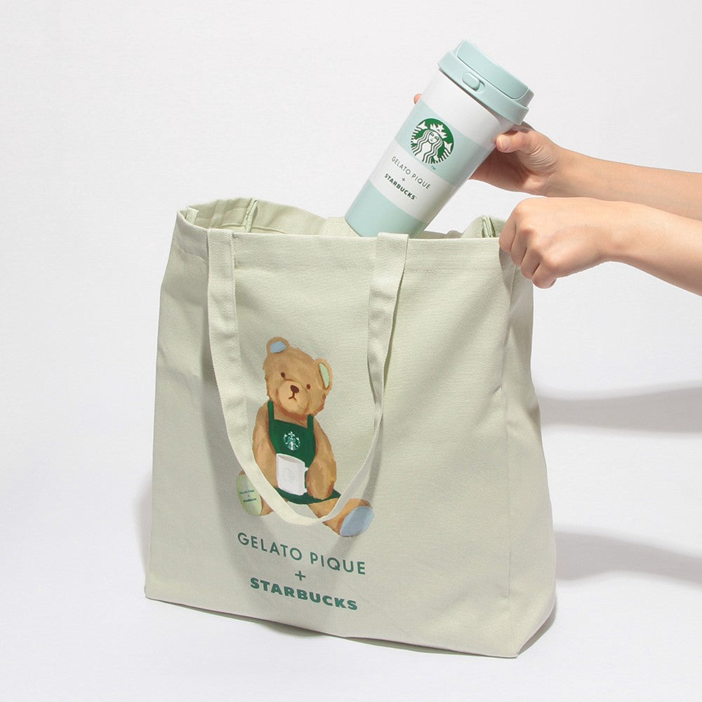 Bolso Tote con Fuelle y Estampado de Osos de Gelato Piqué , Verde Menta Starbucks Gelato Pique 2025
