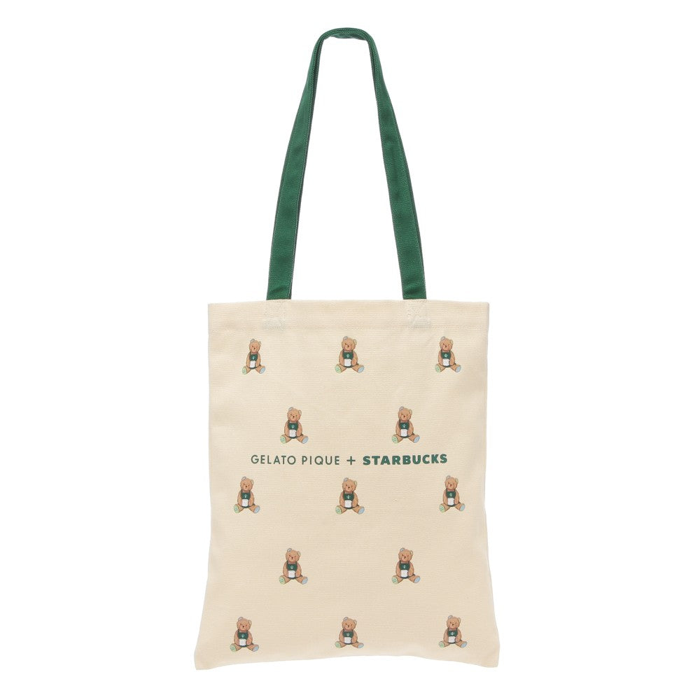 Bolso tote de piqué con estampado de oso de Gelato, color marfil Starbcuks Gelato Pique 2025