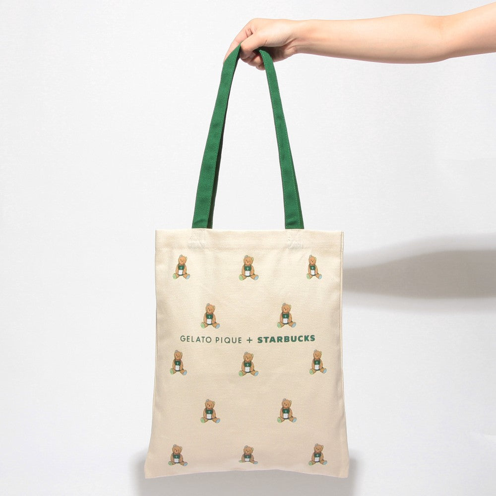Bolso tote de piqué con estampado de oso de Gelato, color marfil Starbcuks Gelato Pique 2025