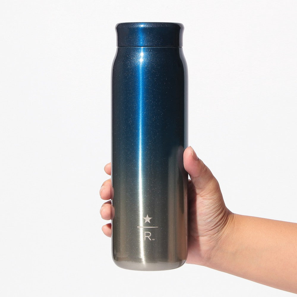 Botella Starbucks Reserve® de acero inoxidable azul y plateado STARBUCKS RESERVE® ROASTERY o de 591 ml TOKYO HOLIDAY 2025