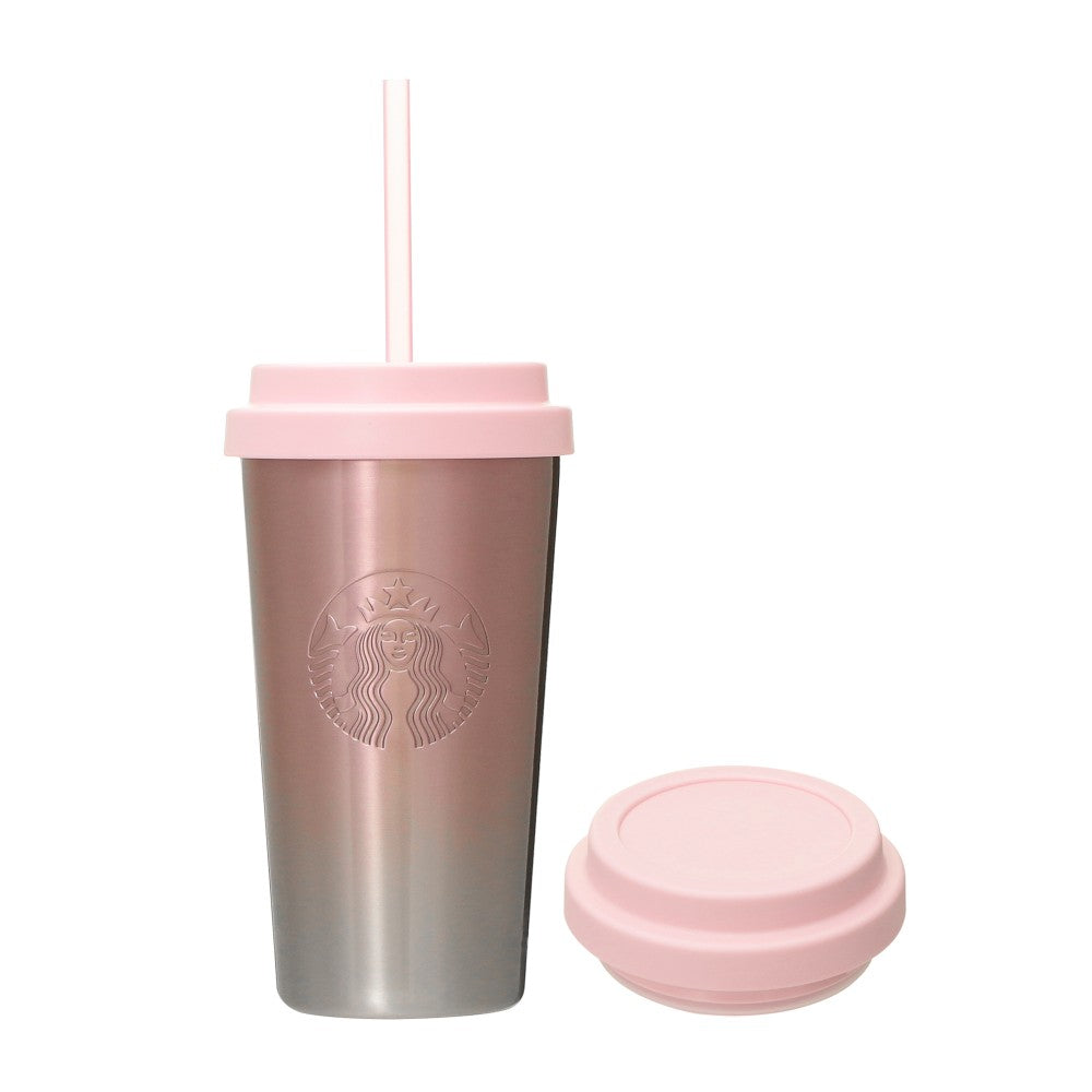 Vaso de acero inoxidable con tapa de repuesto, degradado rosa, 473 ml Feel the breeze Japon 2026