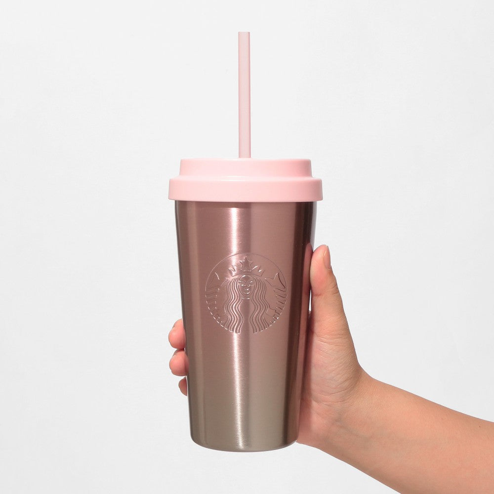 Vaso de acero inoxidable con tapa de repuesto, degradado rosa, 473 ml Feel the breeze Japon 2026