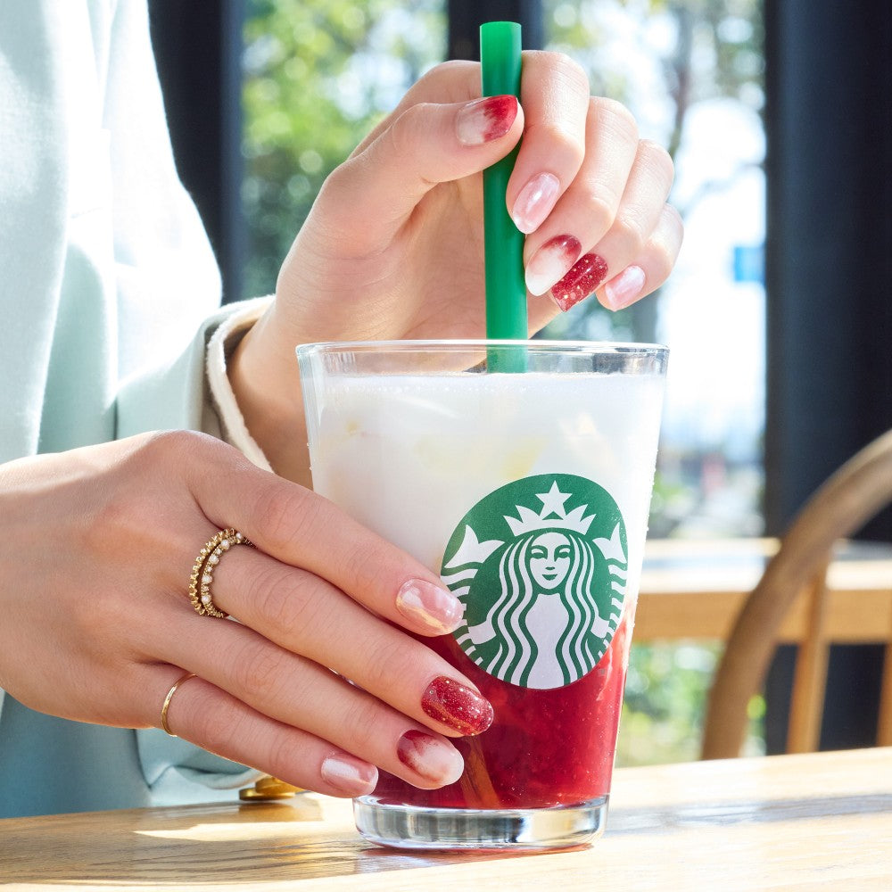 Pegatinas de uñas en gel ohora + STARBUCKS - Leche de fresa
