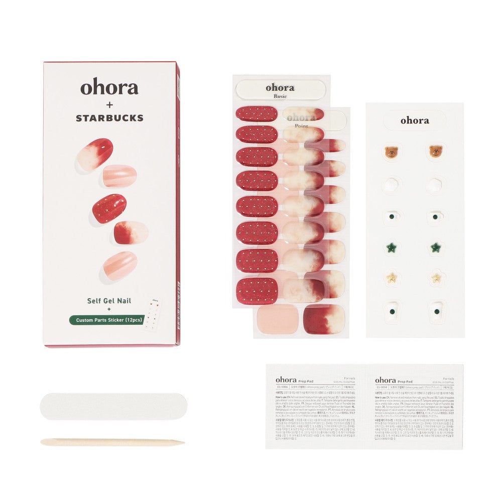Pegatinas de uñas en gel ohora + STARBUCKS - Leche de fresa