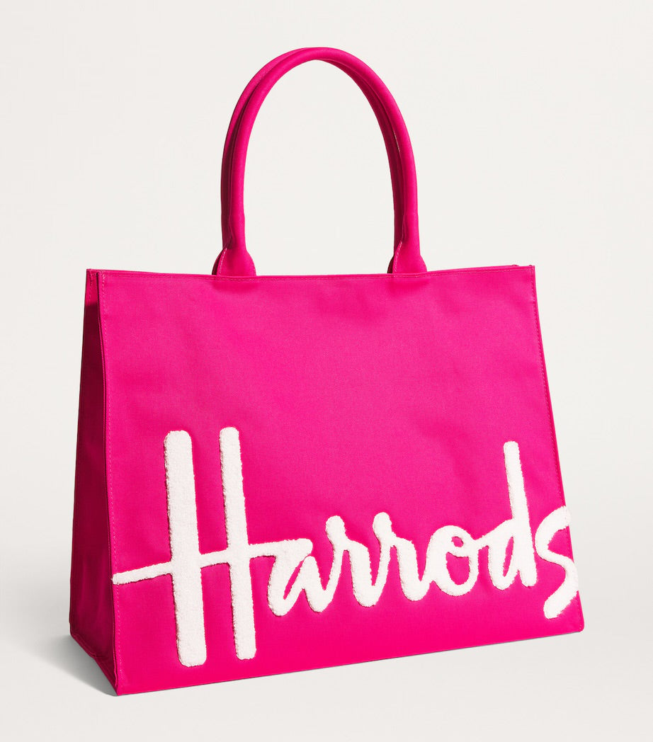 Harrods Large Cotton Logo Tote Bag | Hot Pink