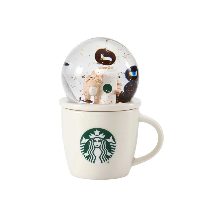 Starbucks China 2024 Coffee grounds and Lively green series taza bola de cristal gato 89ml