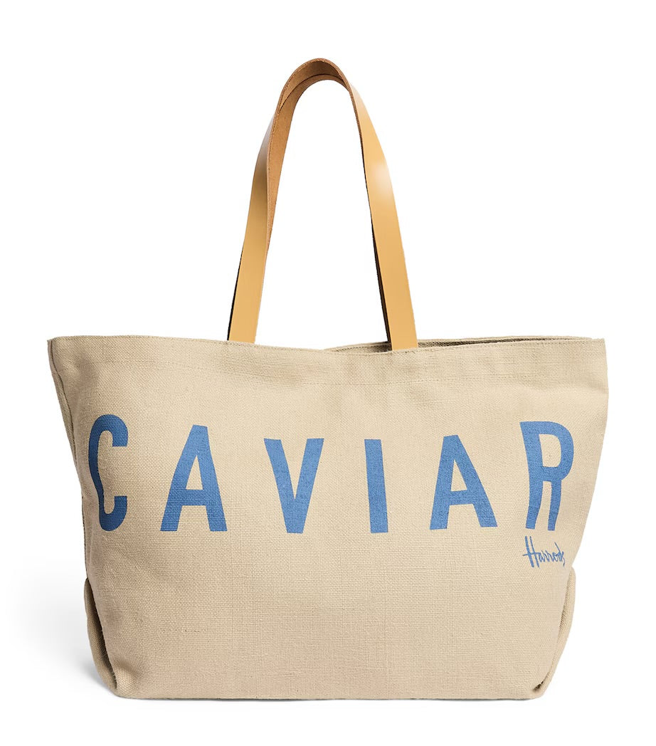 Harrods Jute Caviar Tote Bag