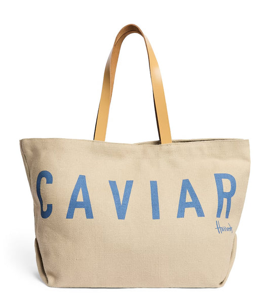 Harrods Jute Caviar Tote Bag