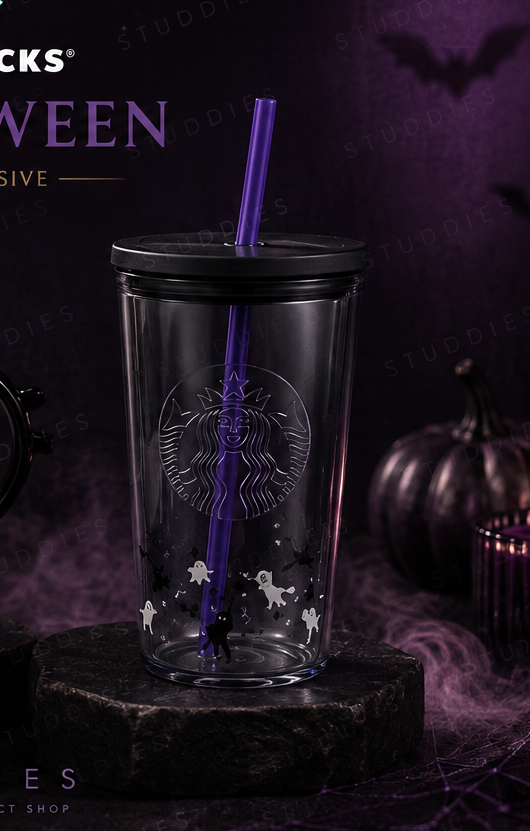 Starbucks Halloween Tailandia 2026 | Spooky Meowchestra Regrind Glass Cold Cup 16 oz 🎃🐈‍⬛