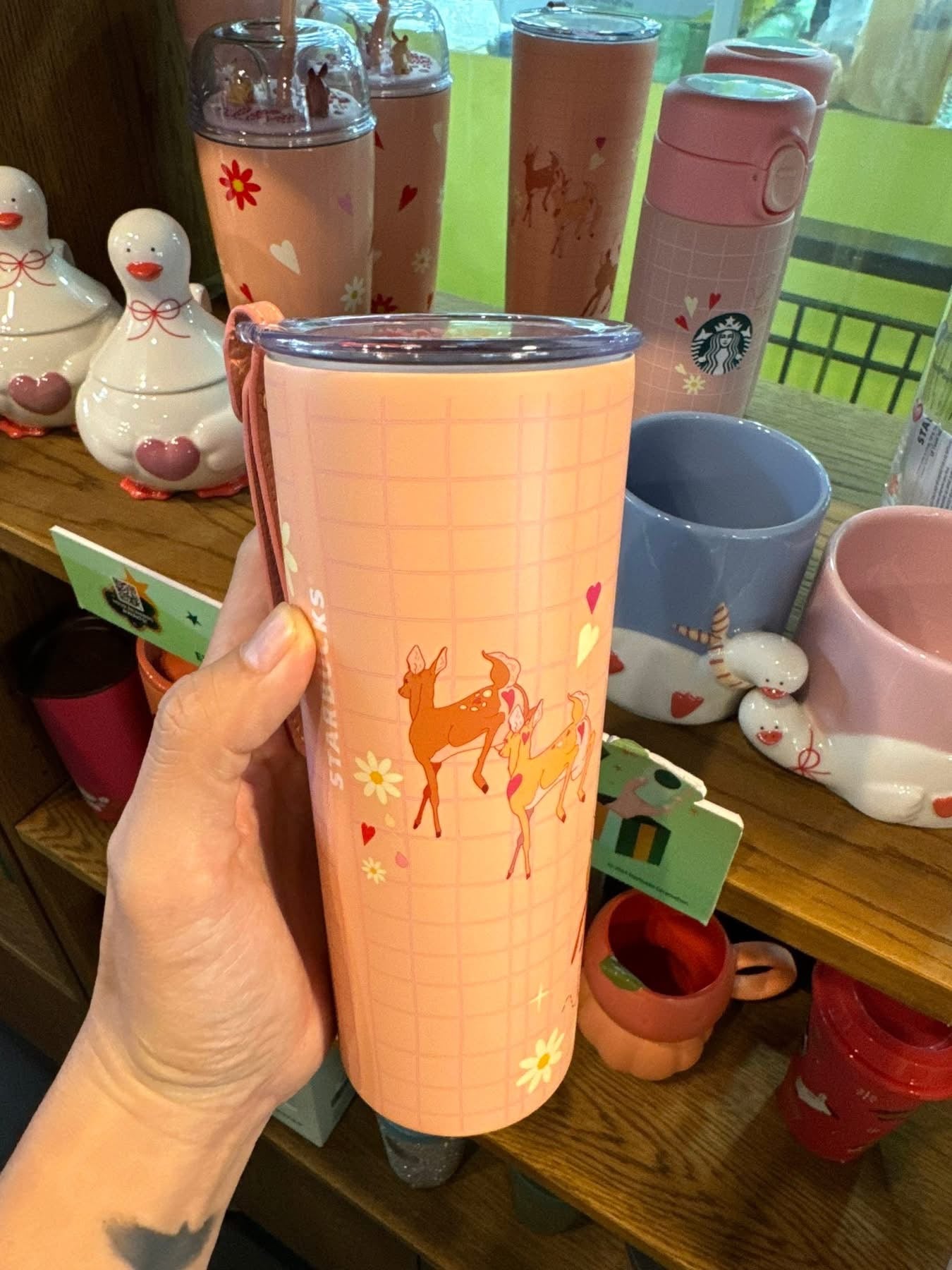 Starbucks Thailand 2026 Valentine's Day series Stainless Steel Vday Deer with Strap Pink Tumbler 16oz