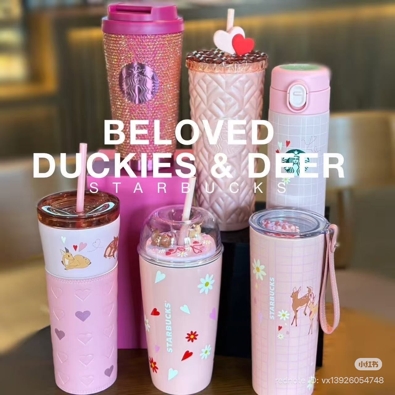 Starbucks Thailand 2026 Valentine's Day series Stainless Steel Vday Deer with Strap Pink Tumbler 16oz