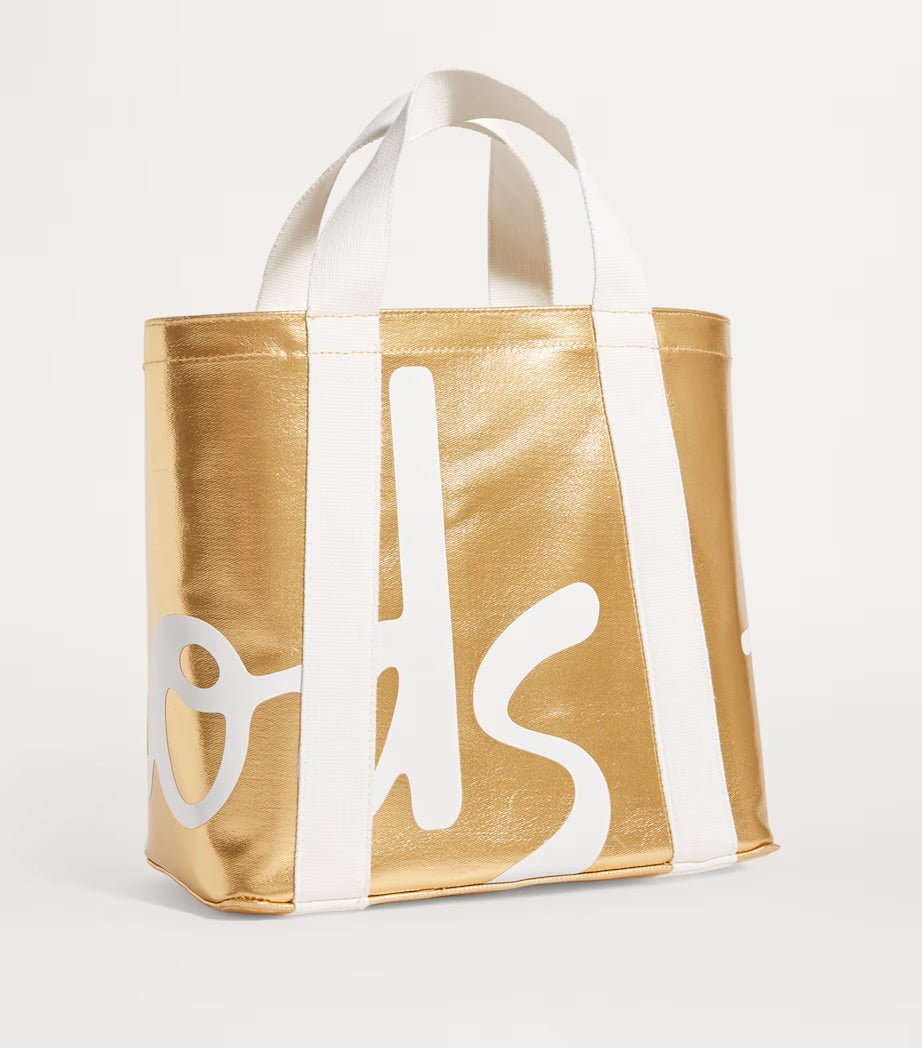 Harrods Mini Cotton Logo Tote Bag | Gold