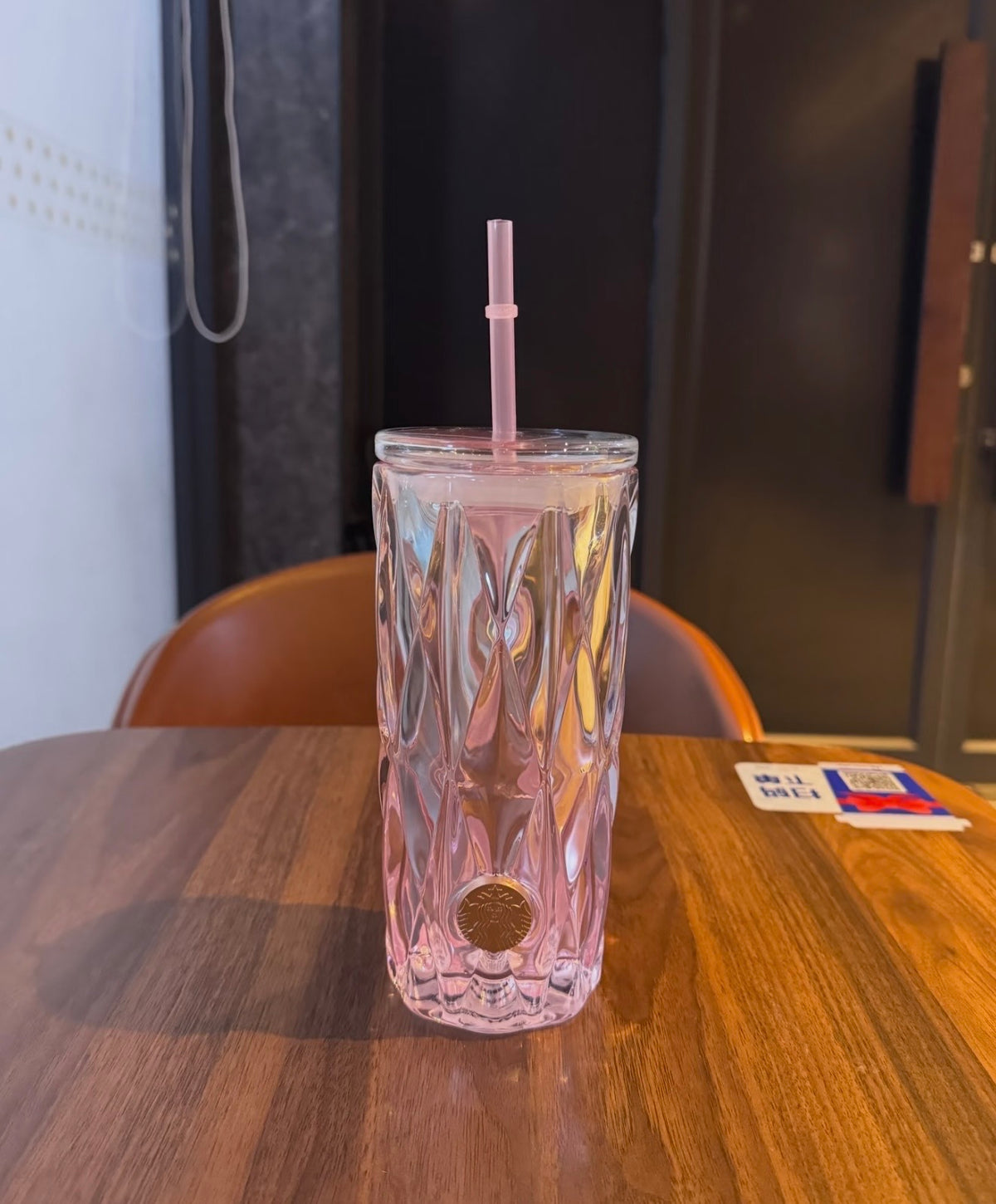 Starbucks Foggy Wild Series · Transparent Pink Diamond Glass Straw Cup 530 ml