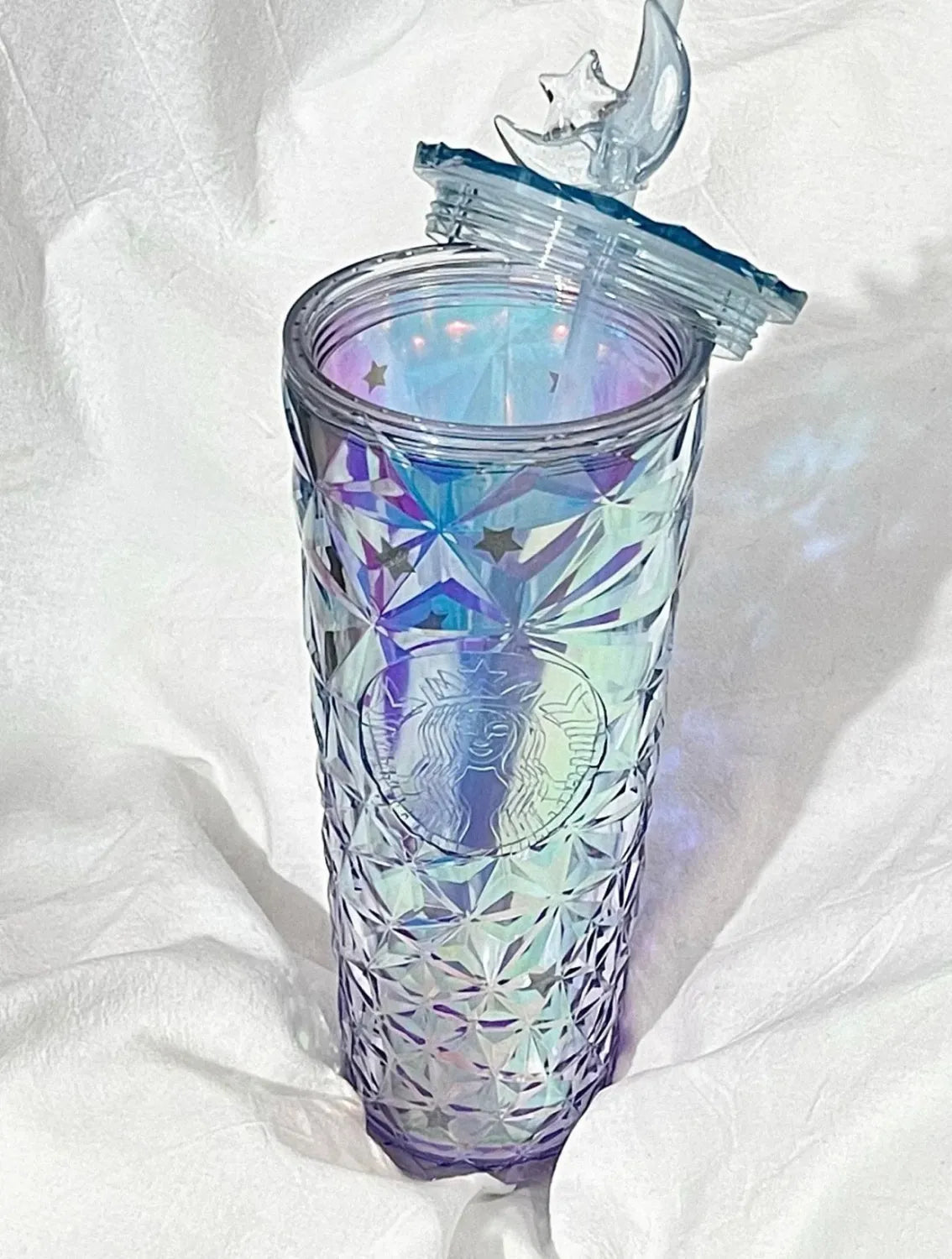 Starbucks 2023 China Christmas Star Moon Topper Prism Diamond 24oz Tumbler