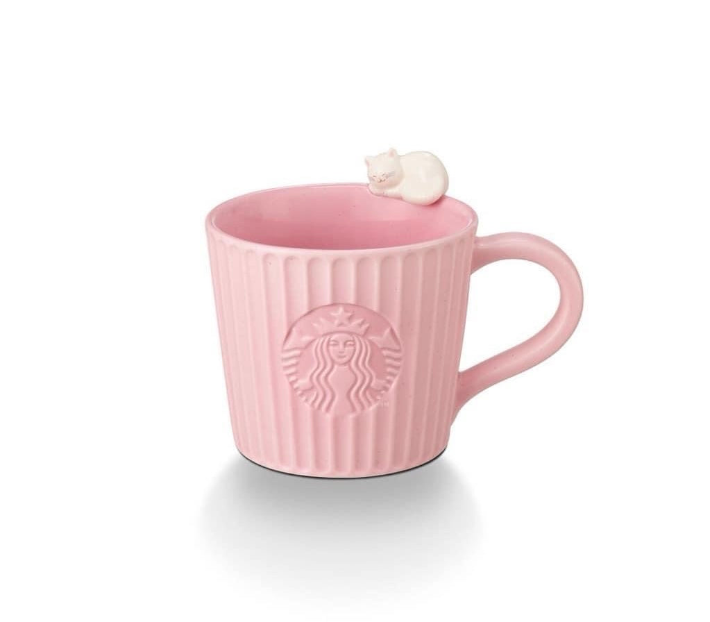 Feline in Love Valentine 2024 Sleeping Cat Pink Ceramic Mug