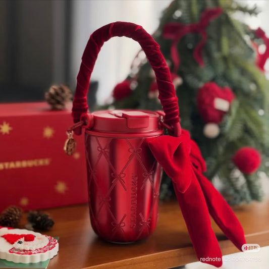 Starbucks China Christmas 2026 | Red Stainless Steel Straw Tumbler con moño