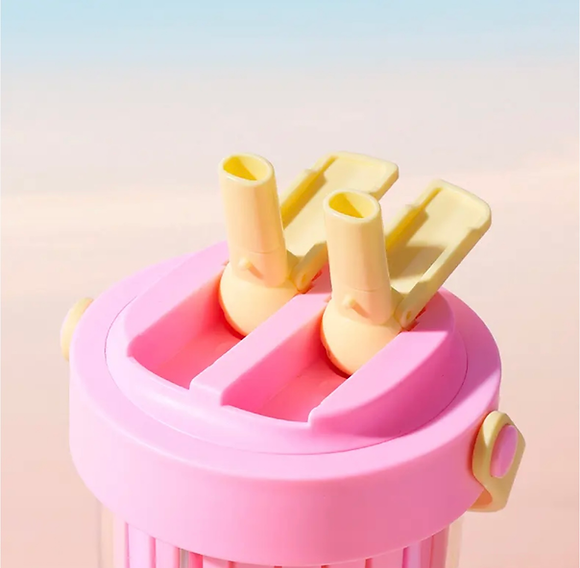 Summer Pink Vaso con dos Contendedores y 2 popotes