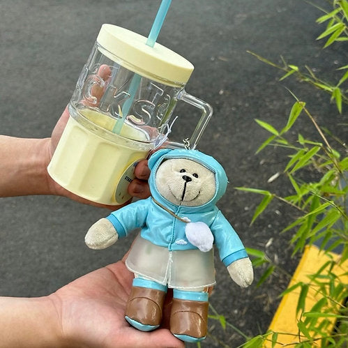 Vaso de Vidrio con popote y Charm de Bearista 515ml