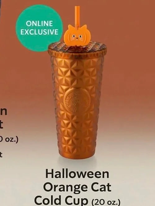 Vaso Dion Naranja Acero Inoxidable con popote APAC Halloween 2024