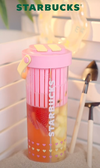 Summer Pink Vaso con dos Contendedores y 2 popotes